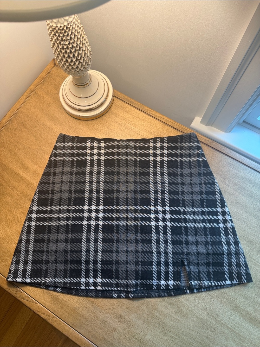 American Eagle Outfitters Black and White Plaid Mini Skirt
